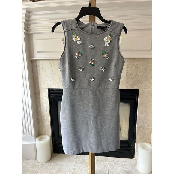Banana Republic Heather Gray Pineapple Jewel Beaded Embellished Sheath Dress 8 - Picture 1 of 9
